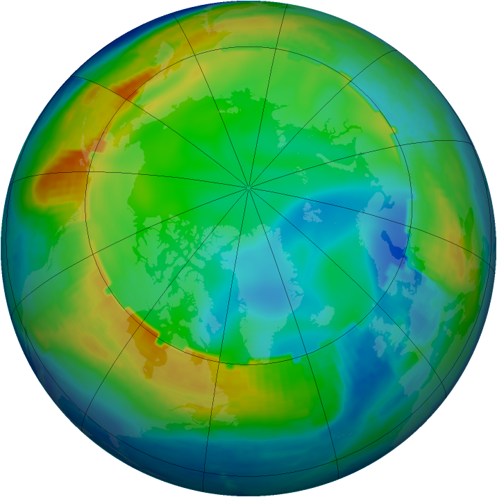 Arctic ozone map for 09 December 1998